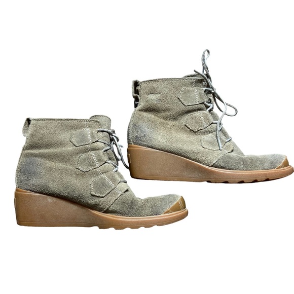 Sorel Toronto Suede Lace Up Wedges Ankle Boots Size 8.5 - Picture 3 of 10